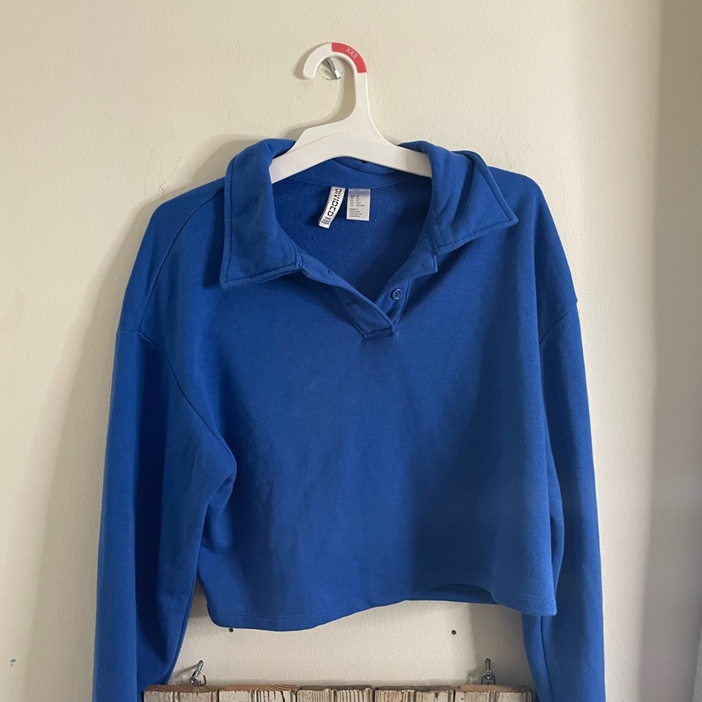 Blue Cropped Polo Top